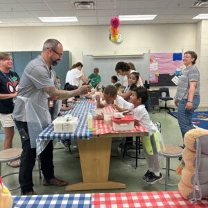 Bread making with kindergarteners from Tuscarora and Carroll Manor Elementary schools